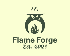 Flame Cauldron Leaf logo design