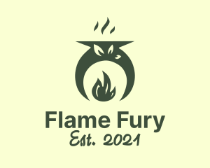 Flame Cauldron Leaf logo design