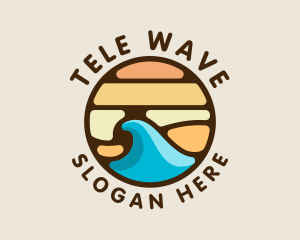 Surfing Wave Beach logo design