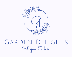 Garden Wedding Wreath Letter logo design