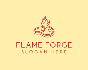 Flame Grill Steak  logo design