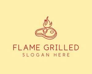 Flame Grill Steak  logo design