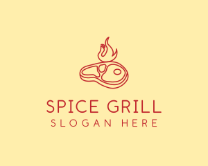 Flame Grill Steak  logo design