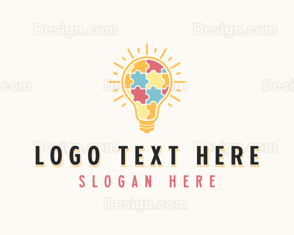 Jigsaw Light Bulb Puzzle Logo