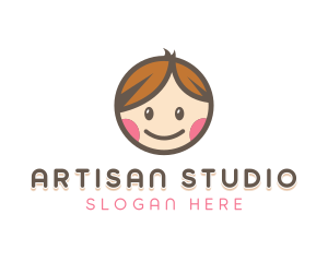 Smiling Cute Children Kids logo design