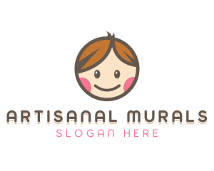 Smiling Cute Children Kids logo design