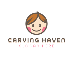 Smiling Cute Children Kids logo design