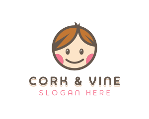 Smiling Cute Children Kids logo design