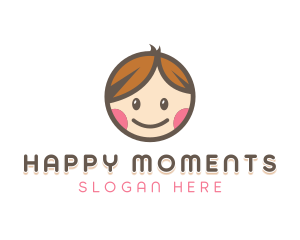 Smiling Cute Children Kids logo design