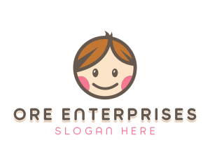 Smiling Cute Children Kids logo design