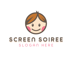 Smiling Cute Children Kids logo design