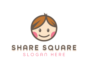 Smiling Cute Children Kids logo design