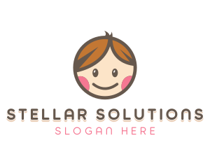 Smiling Cute Children Kids logo design