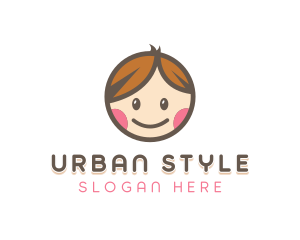 Smiling Cute Children Kids logo design