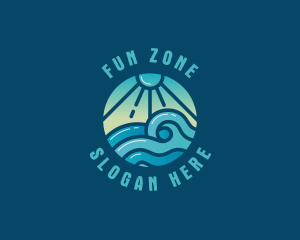 Beach Wave Sunset logo design