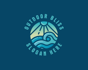 Beach Wave Sunset logo design