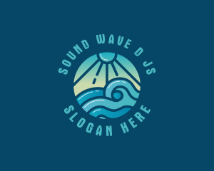 Beach Wave Sunset logo design