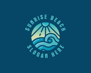 Beach Wave Sunset logo design