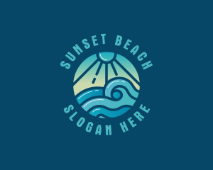 Beach Wave Sunset logo design