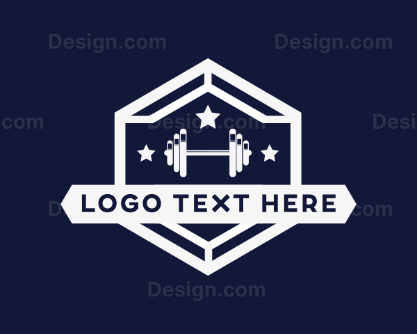 Dumbbell Weights Hexagon Logo