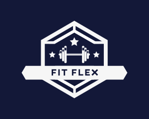 Dumbbell Weights Hexagon logo design