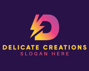 Electric Bolt Letter D logo design