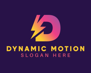 Electric Bolt Letter D logo design