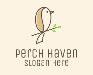 Cute Perched Sparrow logo design