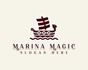 Medieval Viking Ship logo design