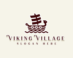 Medieval Viking Ship logo design