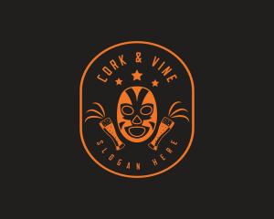 Luchador Mask Beer logo design