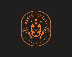 Luchador Mask Beer logo design