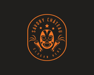 Luchador Mask Beer logo design