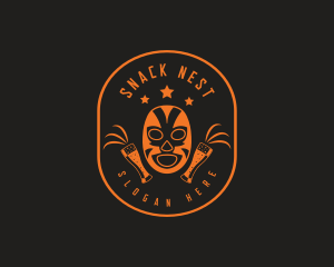 Luchador Mask Beer logo design