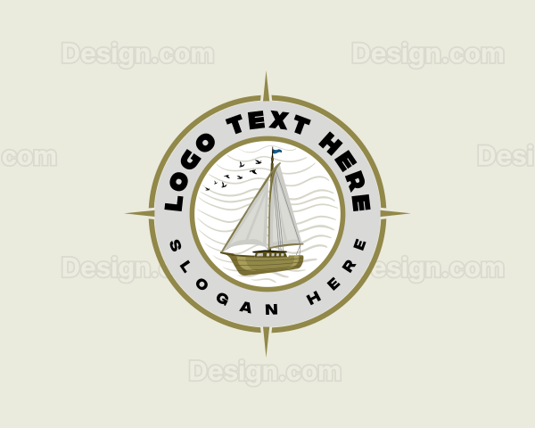 Naval Compass Sailboat Logo