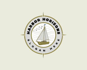 Naval Compass Sailboat logo design