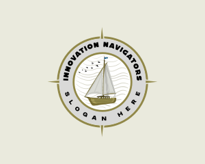 Naval Compass Sailboat logo design