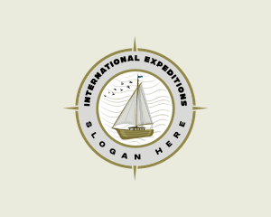 Naval Compass Sailboat logo design