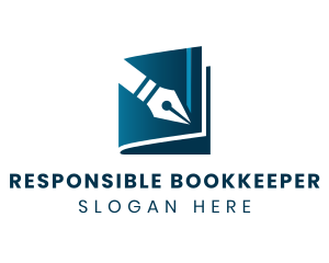 Pen Book Library logo design