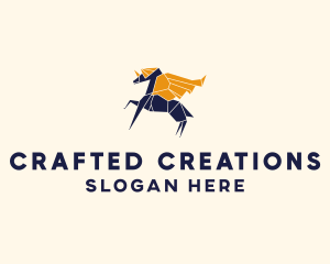 Origami Unicorn Pegasus logo design