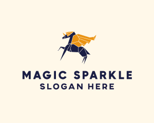 Origami Unicorn Pegasus logo design