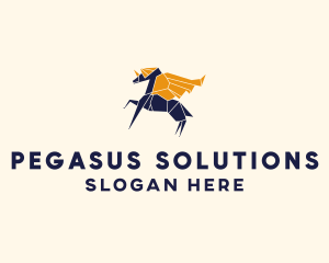 Origami Unicorn Pegasus logo design