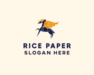 Origami Unicorn Pegasus logo design