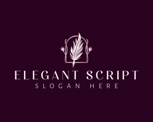 Floral Feather Quill logo design