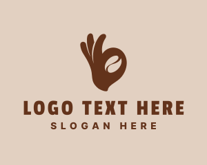 Coffee Bean Ok Hand logo