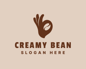 Coffee Bean Ok Hand logo design