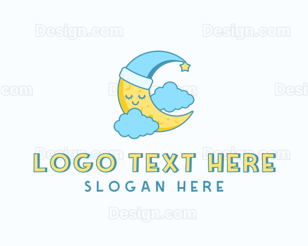 Sleeping Moon Cartoon Logo