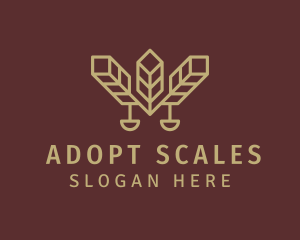 Gold Notary Leaf Scale logo design