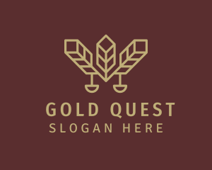 Gold Notary Leaf Scale logo design