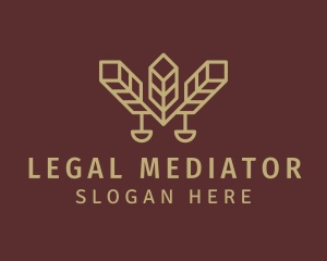 Gold Notary Leaf Scale logo design